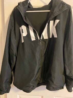 PINK Victoria's Secret Black Hooded Logo Jacket